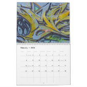 カラフルグラフィティの絵を描通りアート2025 カレンダー (2月 2026)