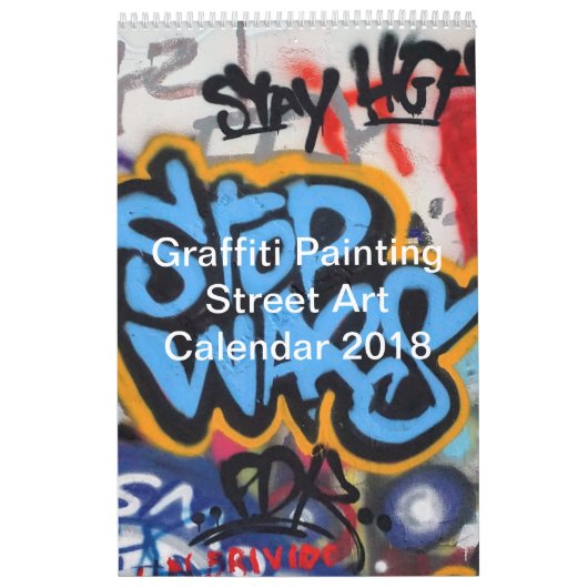 カラフルグラフィティの絵画通りアート2018 カレンダー (カバー)
