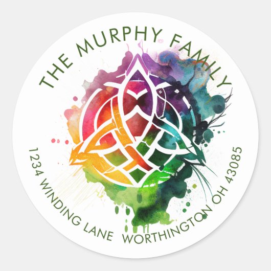 カラフルグランジ水カラーデザイン ラウンドシール (正面)