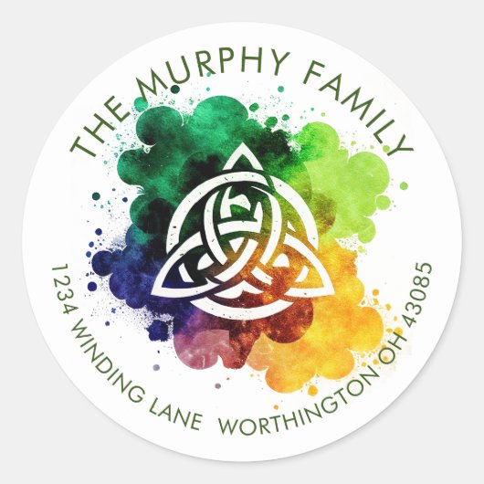 カラフルグランジ水カラーデザイン ラウンドシール (正面)