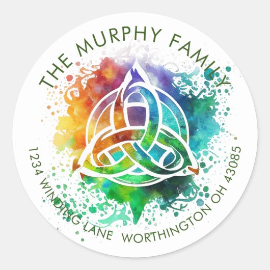 カラフルグランジ水カラーデザイン ラウンドシール (正面)