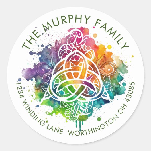 カラフルグランジ水カラーデザイン ラウンドシール (正面)