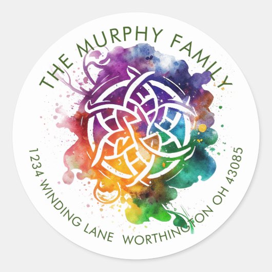 カラフルグランジ水カラーデザイン ラウンドシール (正面)