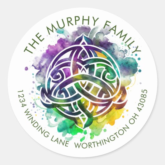 カラフルグランジ水カラーデザイン ラウンドシール (正面)