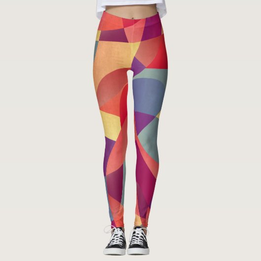 カラフルグランジ：ジオメトリ三角形の背景 レギンス (正面)