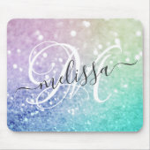 カラフルグリッターかわいらし《写真》ぼけ味モノグラムの マウスパッド (正面)