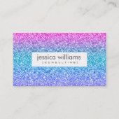 カラフルグリッターとキラキラの白い背景 名刺 (正面)