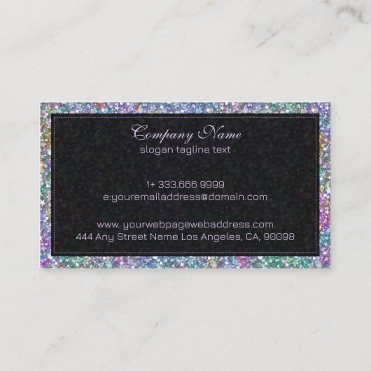 カラフルグリッターとスパークルスブラックフレーム 名刺 (裏面)