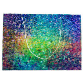 カラフルグリッターと白のスパークルテクスチャプリント ラージペーパーバッグ (裏面)