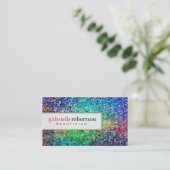 カラフルグリッターの白い背景 名刺 (スタンド正面)