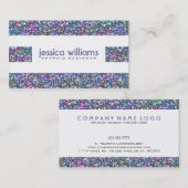 カラフルグリッターオンストライプホワイト 名刺 (正面/裏面)