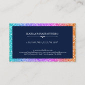 カラフルグリッターグラデーションとミッドナイトブルーのアクセント 名刺 (裏面)