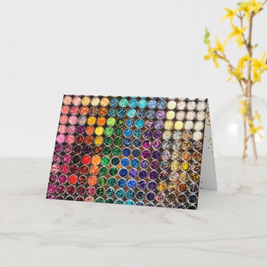 カラフルグリッターシークインハッピーバースデーお祝い カード (黄色い花)