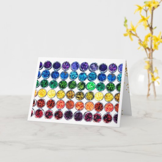 カラフルグリッターシークインハッピーバースデーお祝い カード (黄色い花)