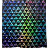 カラフルグリッターテクスチャと黒の三角形のパターン シャワーカーテン (正面)