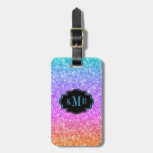 カラフルグリッターテクスチャプリント黒アクセント ラゲッジタグ (正面縦)