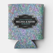 カラフルグリッターテクスチャ黒い枠付き 缶クーラー (正面)