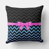 カラフルグリッターブラックジグザグシェブロンパターン クッション (裏面)