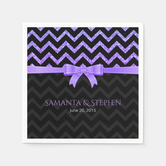 カラフルグリッターブラックジグザグシェブロンパターン スタンダードカクテルナプキン (正面)