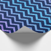 カラフルグリッターブルーシェブロンジグザグパターン ラッピングペーパー (角)
