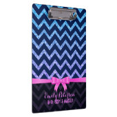 カラフルグリッターブルージグザグシェブロンパターン クリップボード (右)