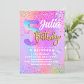 カラフルグリッターユニコーンレインボーファイブ 招待状 (スタンド正面)