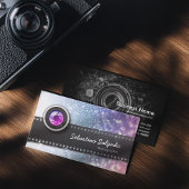 カラフルグリッター撮影者カメラレンズ 名刺