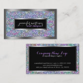 カラフルグリッター&スパークルスシルバーアクセント 名刺 (正面/裏面)