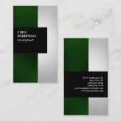 カラフルグリーングレイ黒ストライプ名刺 名刺 (正面/裏面)