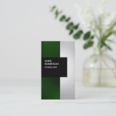 カラフルグリーングレイ黒ストライプ名刺 名刺 (スタンド正面)