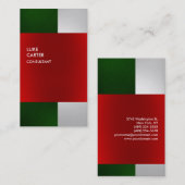 カラフルグリーングレー赤ストライプ名刺 名刺 (正面/裏面)