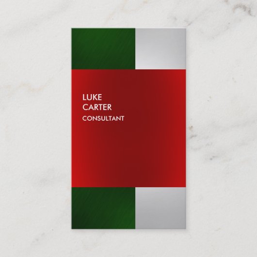 カラフルグリーングレー赤ストライプ名刺 名刺 (正面)