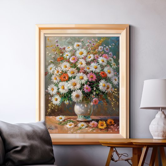 カラフルグーアッ色彩の鮮やかデイジー ポスター