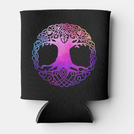 カラフルケルトの生命の木 缶クーラー (正面)