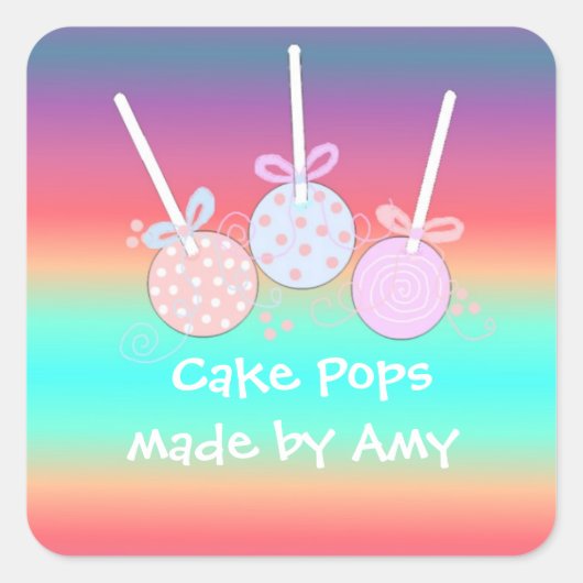 カラフルケーキポップ スクエアシール (正面)