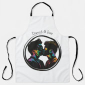 カラフルゲイ対のシルエットパーソナライズされた エプロン (正面)