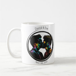 カラフルゲイ対のシルエットパーソナライズされた コーヒーマグカップ