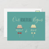 カラフルゲイ結婚式の日付の保存 案内ポストカード (正面/裏面)