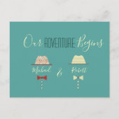 カラフルゲイ結婚式の日付の保存 案内ポストカード (正面)