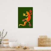 カラフルゲッコエコグリーンウォーター色イラストレーション ポスター (キッチン)