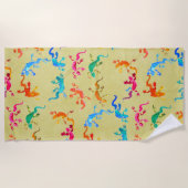 カラフルゲッファンキーコリザードビーチスタイル ビーチタオル (正面)