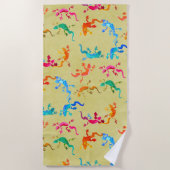 カラフルゲッファンキーコリザードビーチスタイル ビーチタオル (正面)