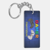 カラフルゲーマーのビデオゲームのオーダーメイド キーホルダー (正面左)
