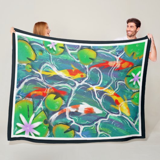 カラフルコイ池 フリースブランケット (インサイチュ)