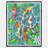 カラフルコイ池 フリースブランケット (正面)