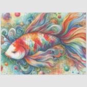 カラフルコイ魚の水の色オレンジのデコページ 薄葉紙 (正面)