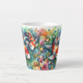 カラフルコイ魚水お洒落色オレンジティール（緑がかった色） カフェラテマグ (正面)