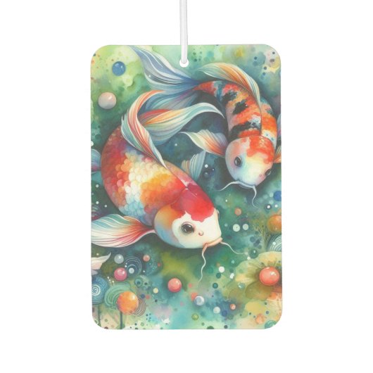 カラフルコイ魚水お洒落色オレンジティール（緑がかった色） カーエアーフレッシュナー (正面)