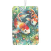 カラフルコイ魚水お洒落色オレンジティール（緑がかった色） カーエアーフレッシュナー (裏面)