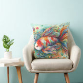 カラフルコイ魚水お洒落色オレンジティール(緑がかった色) クッション (椅子)